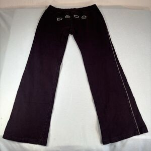 Vintage Y2K Bebe Sweatpants Wide Leg Women's Medium Low Rise Bling Sequins